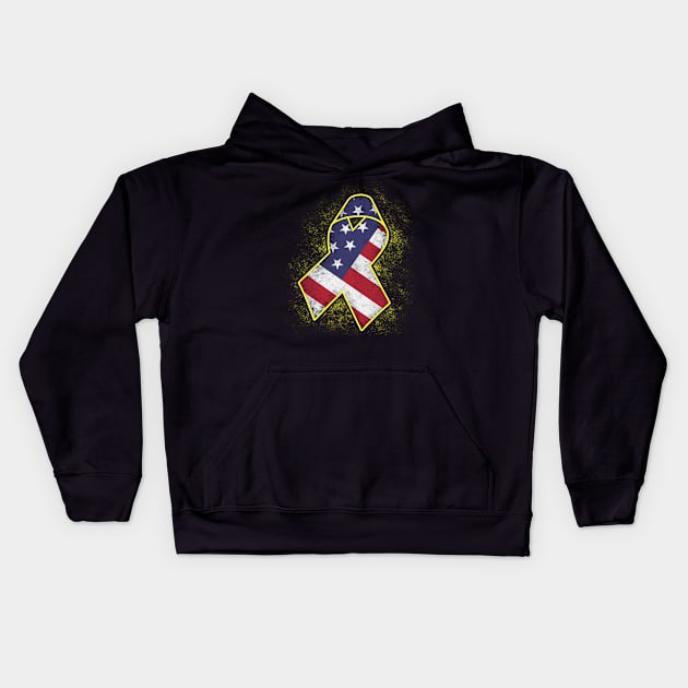 Flag American Testicular Cancer Awareness Peach Ribbon Warrior Kids Hoodie by celsaclaudio506